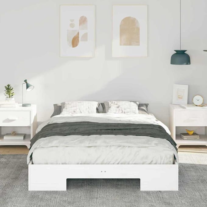 vidaXL - Bedframe - Wit - 140 - x - 190 - cm