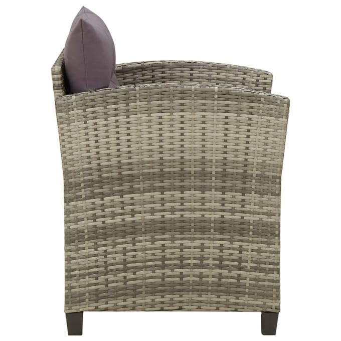 vidaXL - Tuinstoel - met - kussens - poly - rattan - grijs
