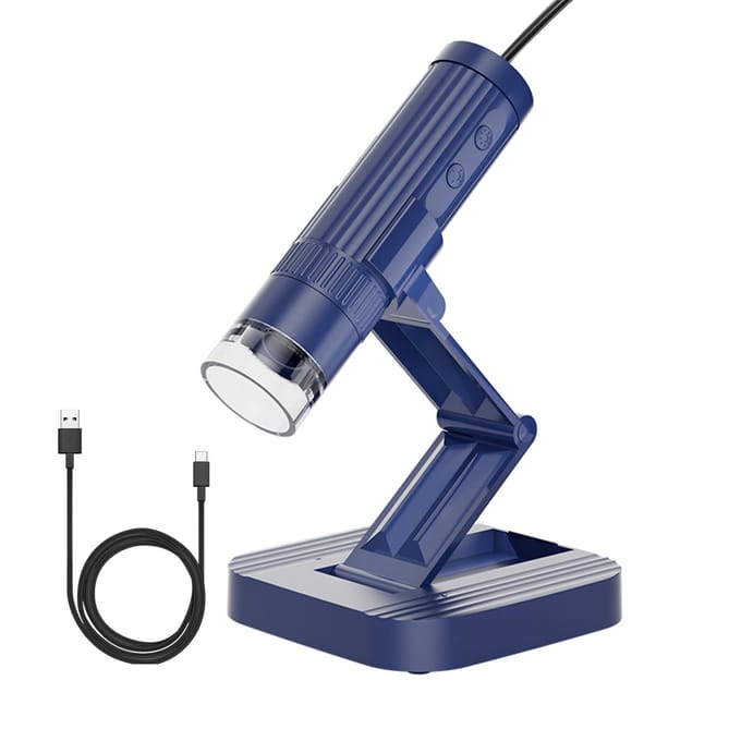 Microscope de bureau USB, microscope numérique portatif pour adultes et enfants, microscope à pièces 50X-1000X bleu