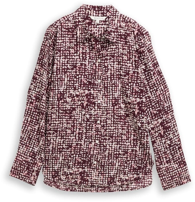 Tom Tailor - Overhemdblouse met patroon - Maat 40 - dark red abstract dot design