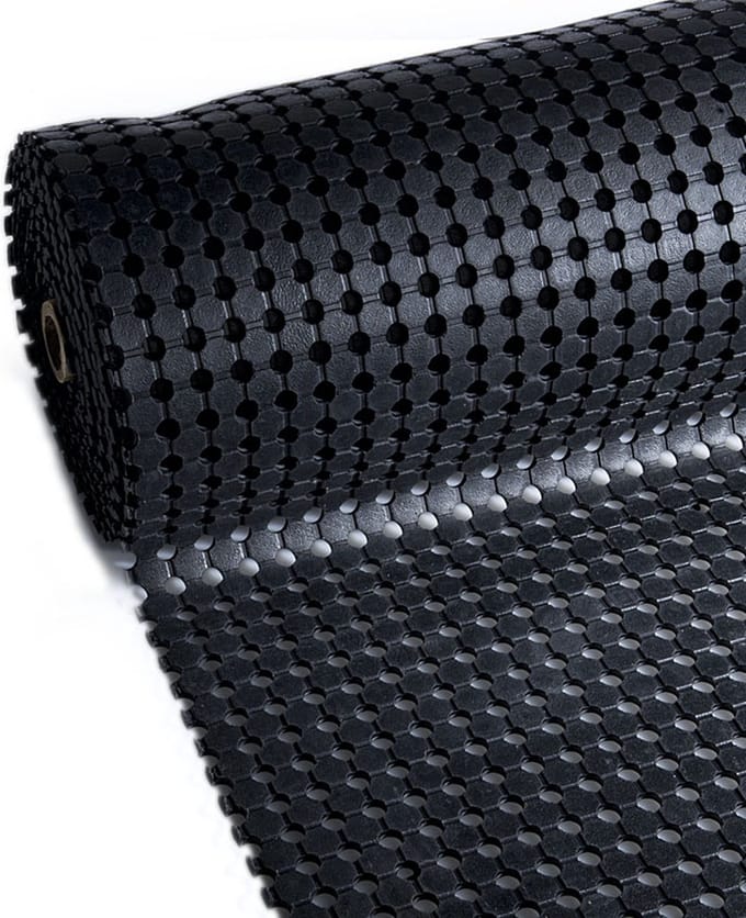 Rubbermagazijn - Rubber ringmat op rol open bodem - 10 meter lang x 1,83cm breed (1cm dik) - werkplaatsmat - entreemat - schoonloopmat