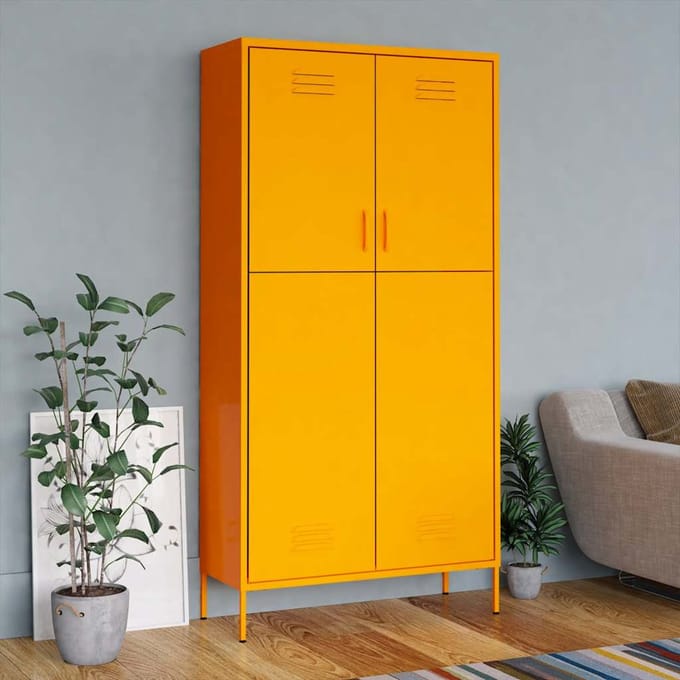 vidaXL - Kledingkast - 90x50x180 - cm - staal - mosterdgeel