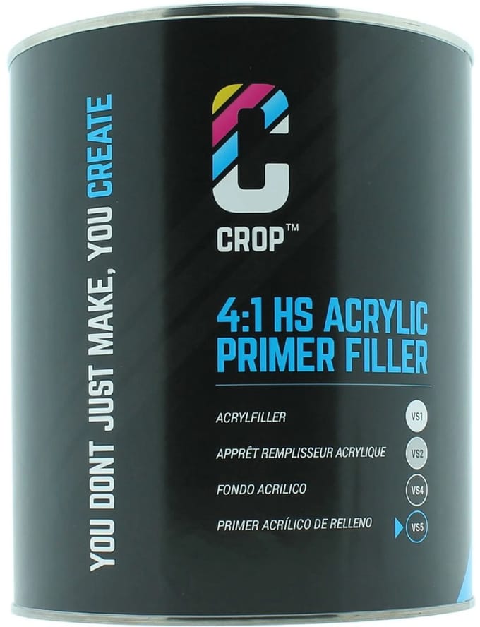 CROP 2K HS Acryl Primer Filler ZWART VS5 - Blik 4 liter