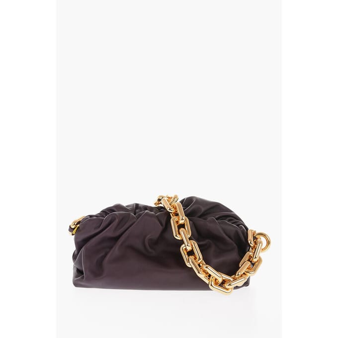 Leren THE CHAIN POUCH tas met magnetische sluiting in bordeauxrood