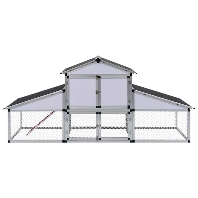 vidaXL - Kippenhok - met - ren - en - nestkast - aluminium