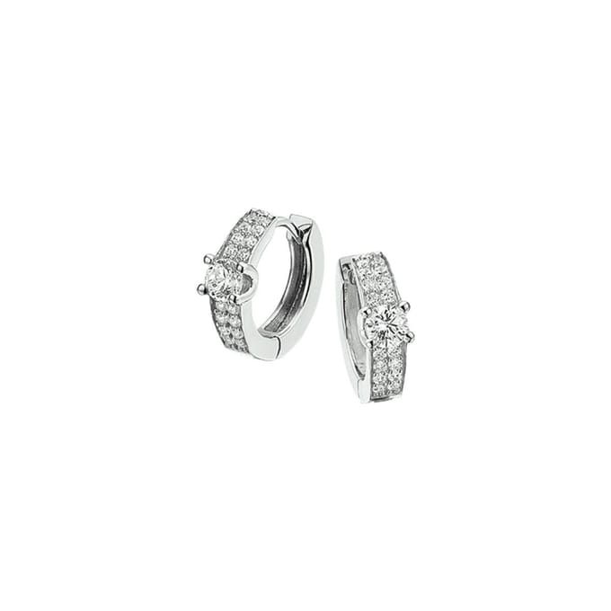 Zilver Gerhodineerd Klapoorringen Zirkonia 1322075
