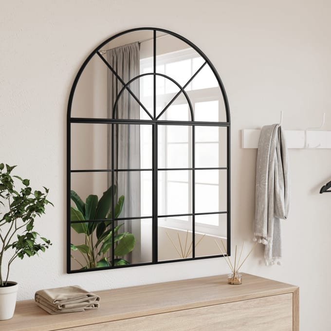 vidaXL - Wandspiegel - boog - 80x100 - cm - ijzer - zwart