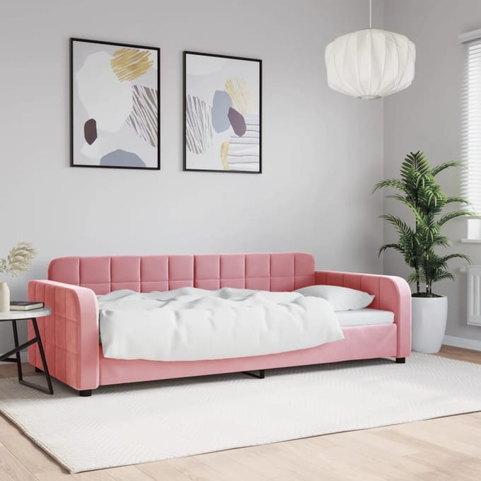 vidaXL - Slaapbank - 90x200 - cm - fluweel - roze