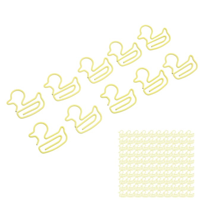 100 Stuks Paperclips Gele Eend Vorm Lichtgewicht Draagbaar Galvaniseerproces Metalen Paperclip Kantoor Clips beige