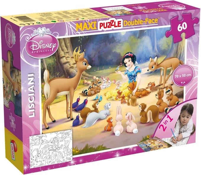 Lisciani - Sneeuwwitje - Double face - Puzzel Maxifloor - 60 stukjes