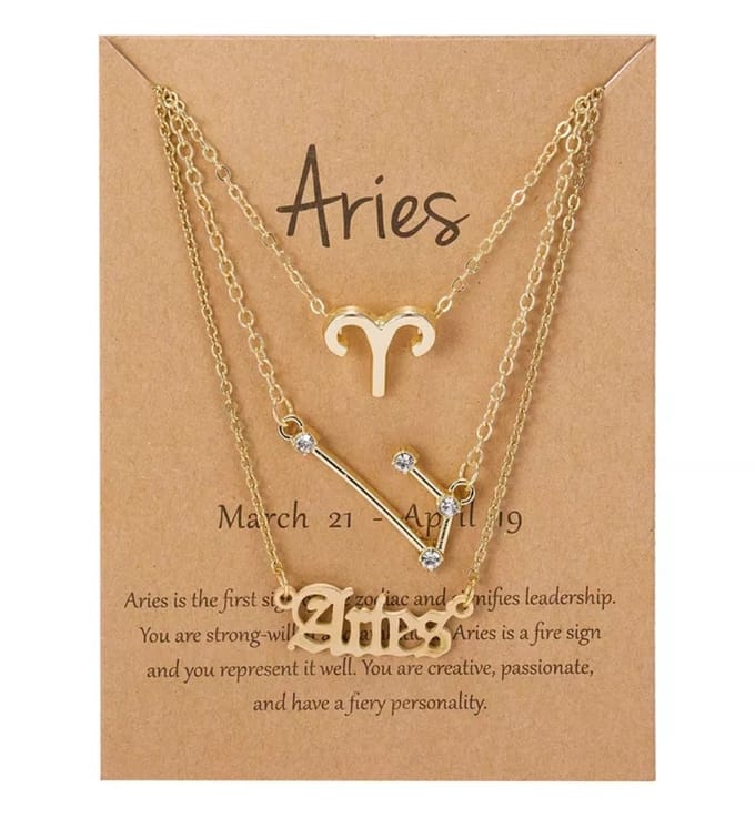 Aries - Ram - Zodiac Kettingen Set - Verguld - 3 Stuks - EmmyRovi