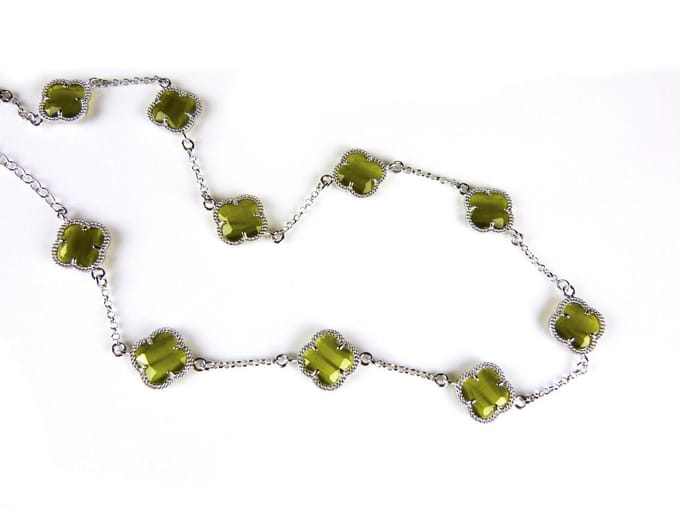 model 10 Fiori collier in zilver kaki klavers