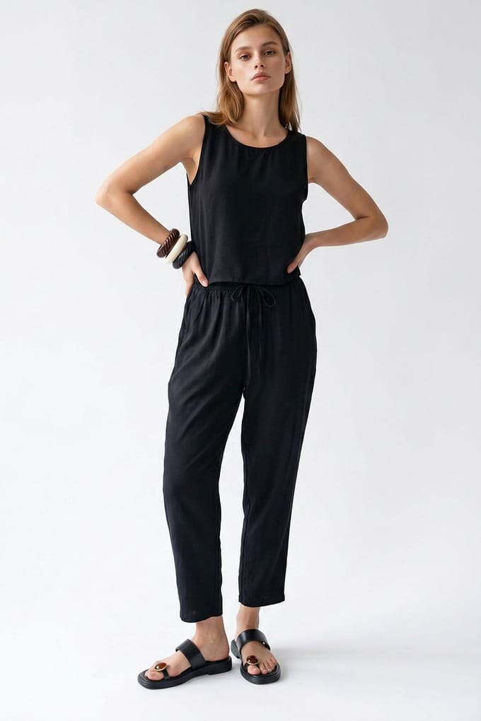 Mouwloze Crepe Jumpsuit