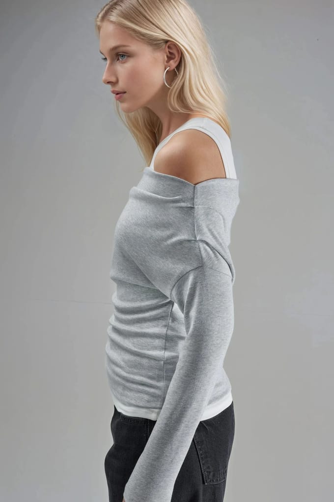 Zachte Touch Ronde Hals Lange Mouw Dubbele Laag Gebreide Blouse
