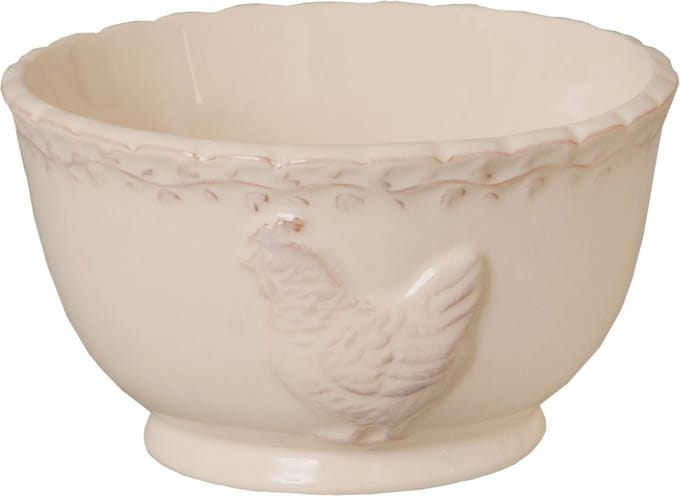 Clayre & Eef Soepkom Ø 13 cm Beige Keramiek Kip