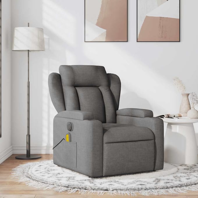 Vidaxl Klapbare Massagestoel, Donkergrijs, Bekleed met Stof