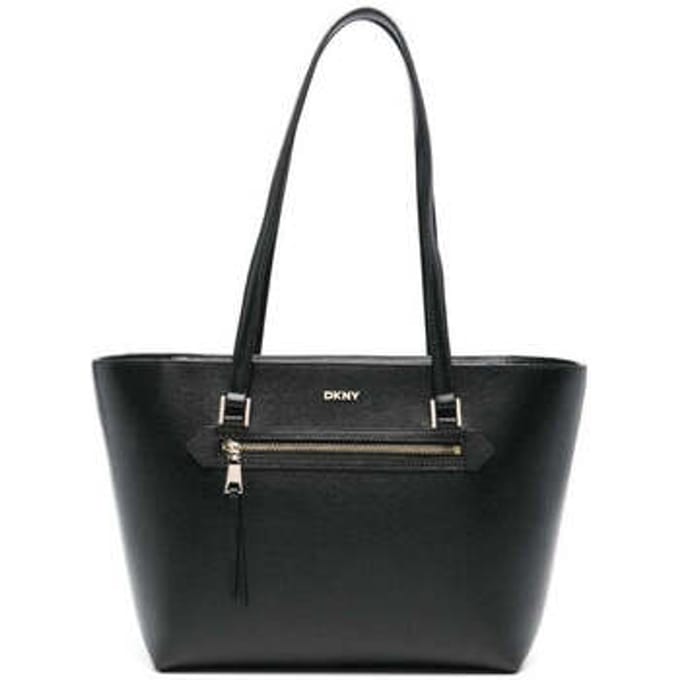 DKNY Leren Schoudertas Bryant Ave Tote Bag Blk / Gold Zwart