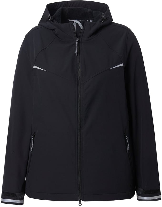 Ulla Popken - Dames - Functionele softshelljas waterafstotend capuchon - Zwart - Maat 42+