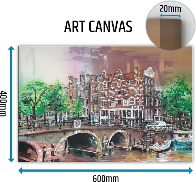 Amsterdam city canvas schilderij 60x40 cm