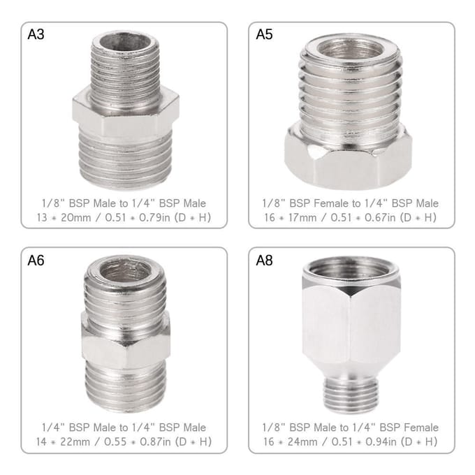 4 stuks/set Airbrush-adapterkit, passende connector voor airbrushcompressor