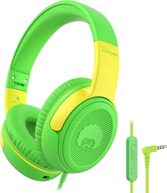 Hoofdtelefoon voor Kinderen met Volumebegrenzing en Microfoon - Opvouwbare Kabel Hoofdtelefoon met Sharing-Functie