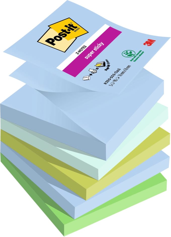 Memoblok post-it z-notes r330 super sticky oasis | 12 stuks