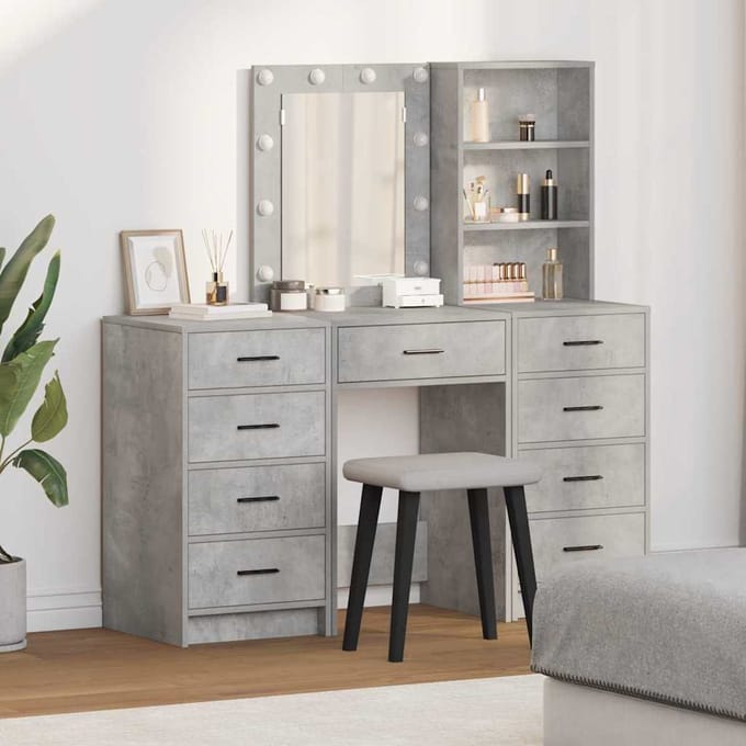 vidaXL - Kaptafel - 3 - st - Grijs - 40 - x - 41 - x - 135 - cm - Bewerkt - hout