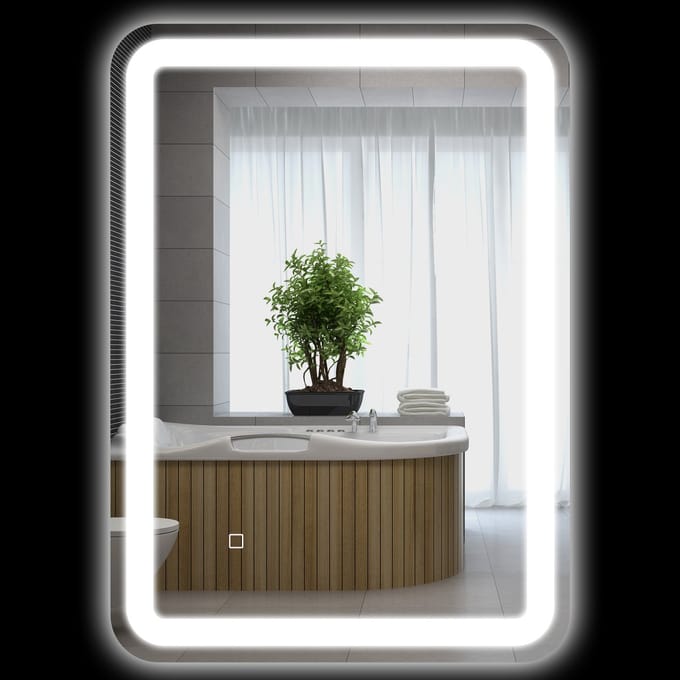 HOMCOM badkamerspiegel - touchbediening - 3 lichtkleuren - dimbaar