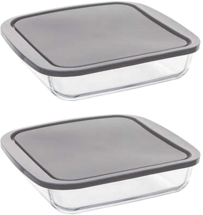 5Five Ovenschaal van borosilicaat glas met deksel - 2x - vierkant - 1.8 Liter - 22 x 22 x 5 cm