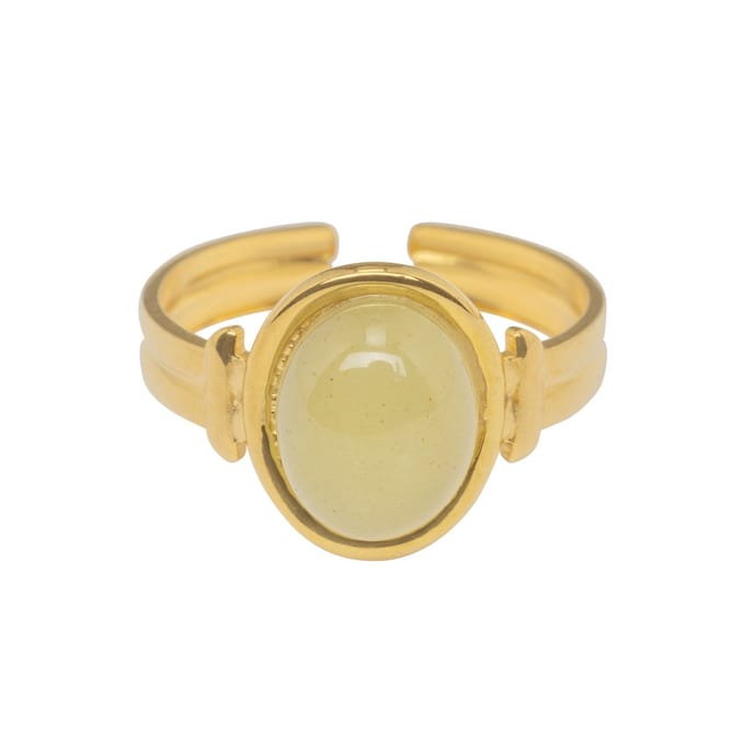 Essenza Large Green Stone Ring Gold