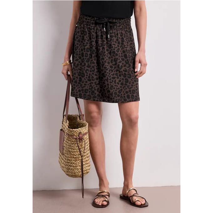 Knielange rok met elastische tailleband