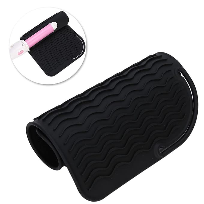 Siliconen Haarstrijkijzer Hittebestendige Cover Wikkel Reis Haarkruller Antislip Mat(Zwart ) black