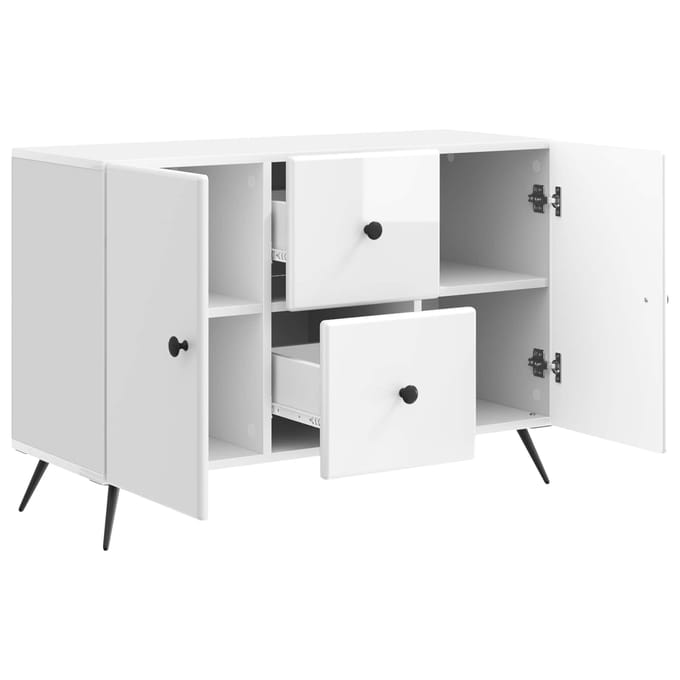 vidaXL - Dressoir - met - lade - Hoogglans - Wit - 89 - x - 34,5 - x - 60 - cm - Bewerkt - hout