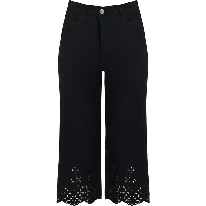 Vrouwen geborduurde jeans Mat Fashion Wide Leg