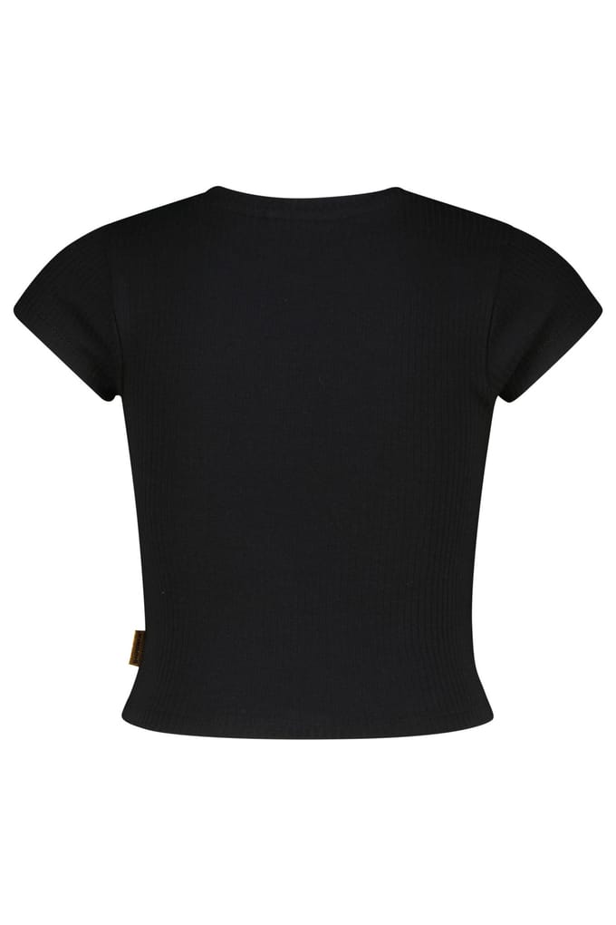 Vingino Girls Basic-crop Rib Tee T-shirt Deep Black Größe: 2 | T-Shirts Outlet | kids | Schwarz