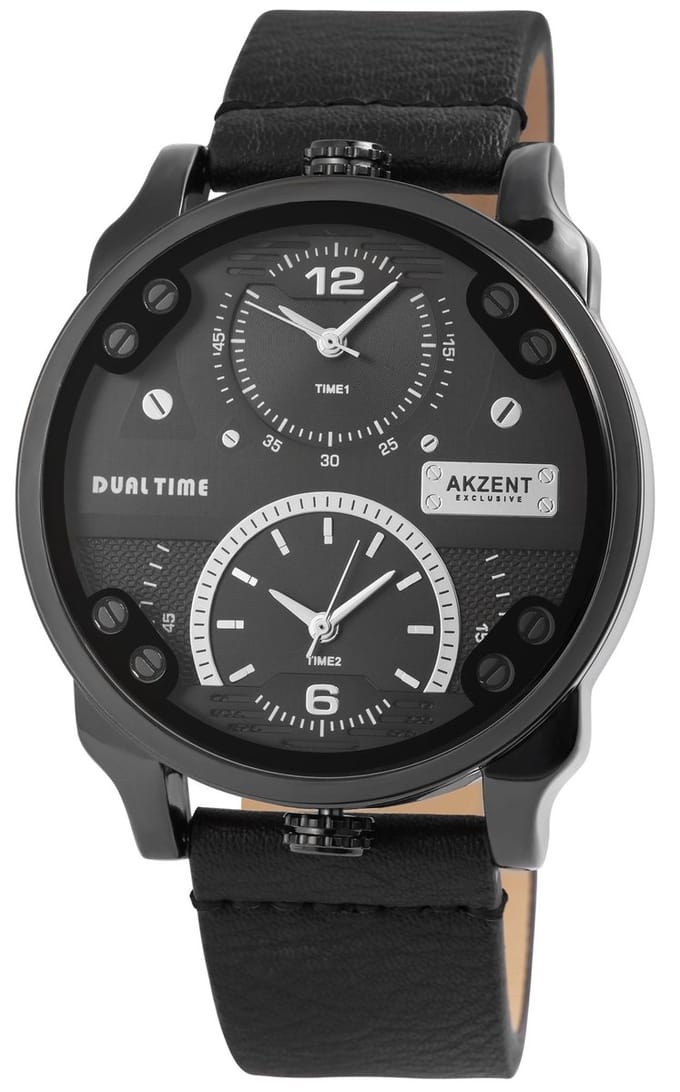 AKZENT herenhorloge imitatieleer Jabid, mineraalglas