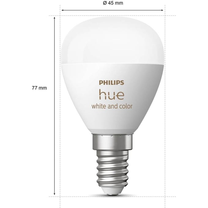 Philips Hue LED lamp - kogellamp - E14 fitting - bevat 2 lampen - aanpasbaar wit en gekleurd licht - slimme verlichting