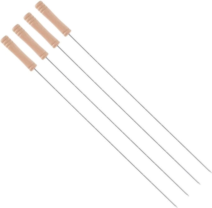 5Five BBQ spiezen - 4x stuks - metaal - 45 cm - vleespennen voor vlees - barbecue accessoires