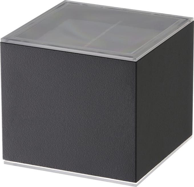 Ledvion - Solar LED Wandlamp - 1W - 25L - 3000K - IP44 - Zwart