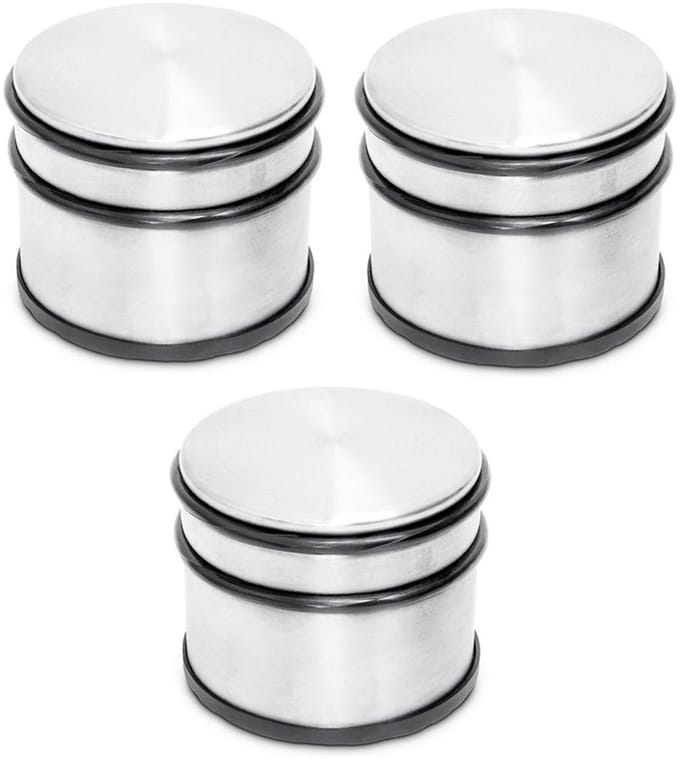 Deurstopper - 3x - met rubberen bescherming - rond - 9 x 7,5 cm - 1,1 kg