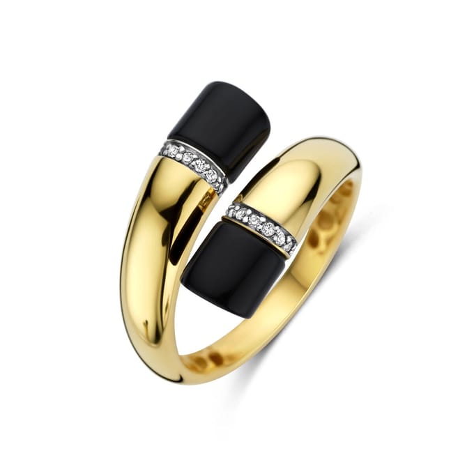 Geelgouden Ring met Onyx & Diamant 4035197 – 14 Karaat Goud