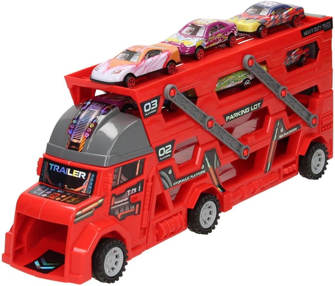 Uitklapbare Autotransporter met Afschietfunctie - Rood