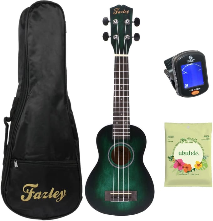 Sopraan Ukulele - Complete Starterset - Voor Beginners - Linde Body - Incl. Tas, Tuner, Band & Plectrums - Groen - ColourTune Series