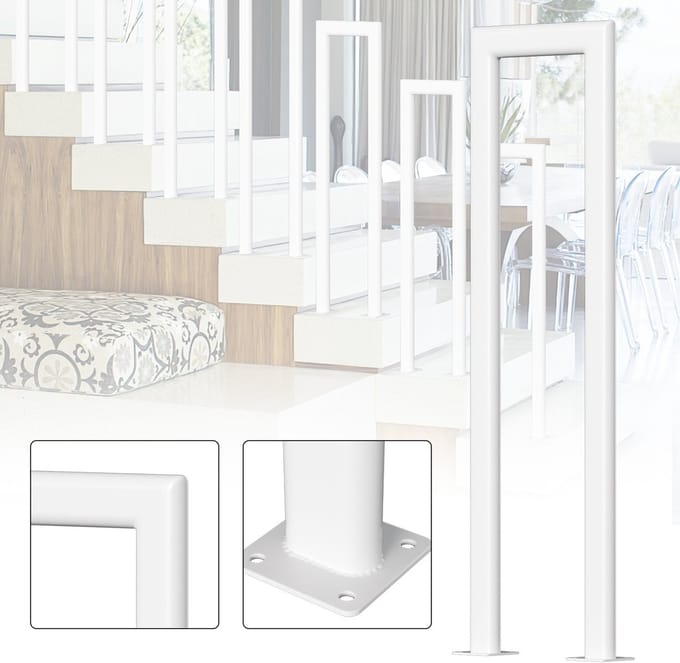 Elliptische Buis Leuning 55cm Ijzer Leuning Buiten & Binnen Trap Leuning Trap Balkon Balustrade Wit