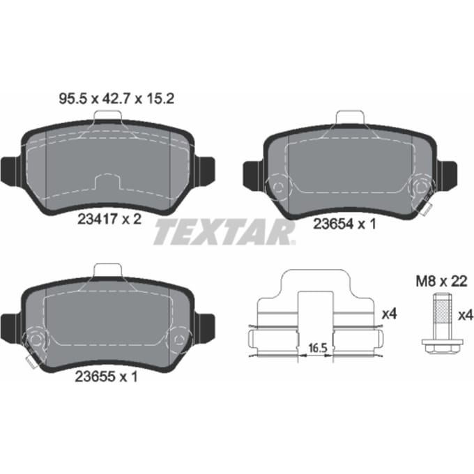 Remblokset TEXTAR 2341703, achter