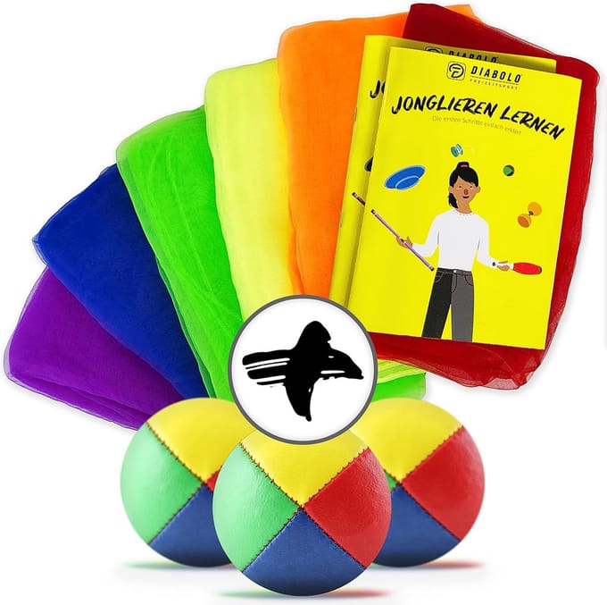Jongleerset voor Beginners: 3 Ballen en 6 Jongleerschijven - Inclusief Handleiding