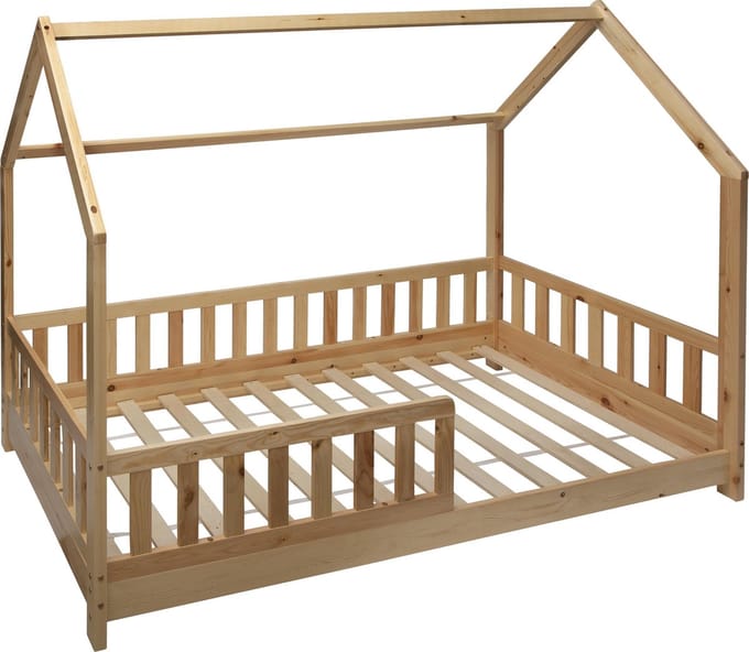 Kids kinderbed hut - 90 x 190 cm - Bed - Tentbed met bodem - Met beschermrand