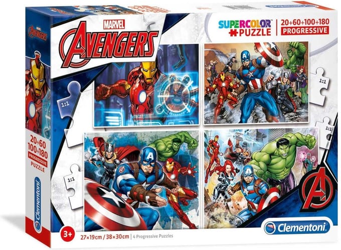 Clementoni Legpuzzel 4-in-1 Avengers - 20/60/100/180 Stukjes