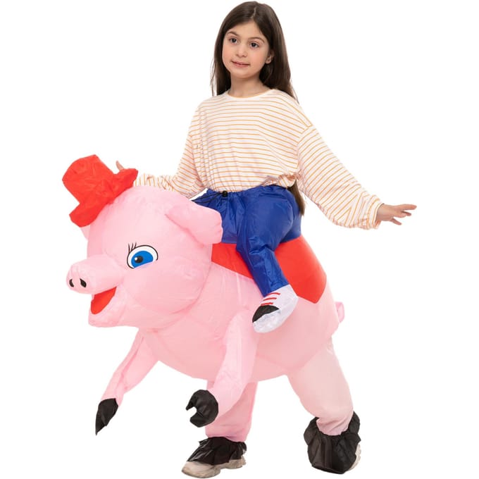Costume gonflable d'animal à monter mignon pour enfants 80-120CM rose