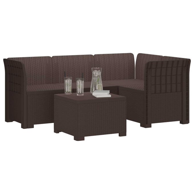 vidaXL - 4-Zitter - Tuin - Sofa - Rattan - Look - PP - Bruin